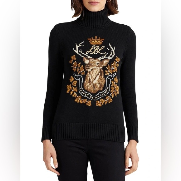 Lauren Ralph Lauren Sweaters - Lauren Ralph Lauren Instarsia - Knit Cotton Turtleneck Sweater. Size Small.